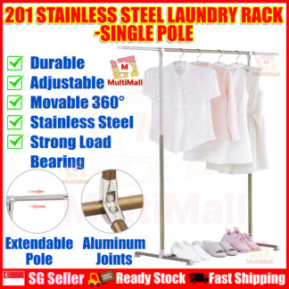 Stainless Steel 1.6M Single pole Laundry Rack Clothes Drying Rack Portable Clothes Drying Rack Drying Rack Multifunction Laundry Drying Rack